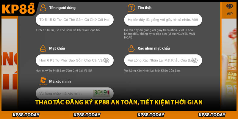 Thao tác đăng ký KP88 an toàn, tiết kiệm thời gian